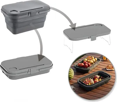 Produktbild von Faltbarer Picknickkorb 3 in 1 mit Tisch- und Behälterfunktion, Volumen 15l, Maße 47 x 30 x 10 cm, Gewicht 1,5 kg