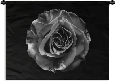 Produktbild von MuchoWow® Wandteppich Wandbehang Blumen - Rose - Schwarz - Weiß - Botanisch 60x45 cm Tapisserie Dekoration Wandtuch - Das Schlafzimmer