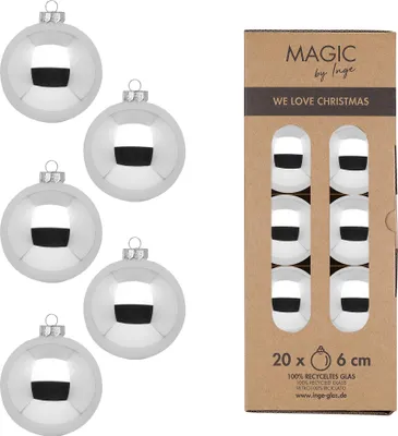 Weihnachtskugeln Glas 6cm 20 Stück - Shiny Silver