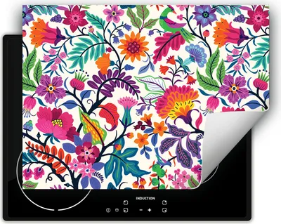 Produktbild von DarHaus Herdabdeckplatte 70x52 cm Anti Rutsch Matte Aufrollbar, bunt - Blumen
