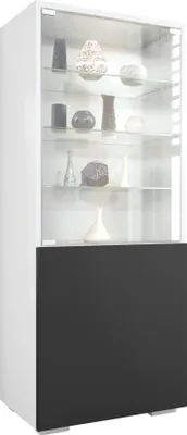 Produktbild von Vladon Vitrine Granada,  Germany, Vitrinenschrank mit Glastür und Glaseinsatz, Weiß matt/Schwarz matt (50 x 122,5 x 34,5 cm)