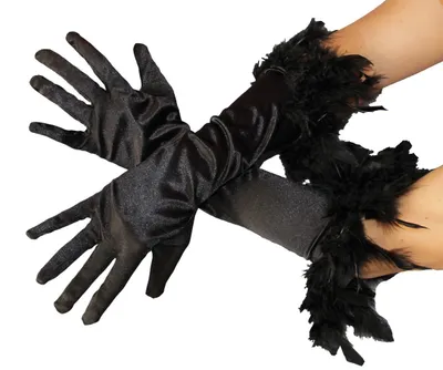 Produktbild von Federhandschuhe Handschuhe Feder schwarz Handschuhe schwarze 20er Jahre Edel Federn Glamour