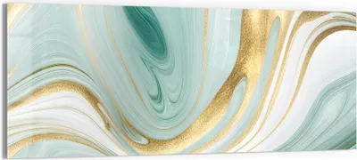 Produktbild von DEQORI Glasbild Echtglas 125x50 cm 'Smaragdfarbene Wogen' Wandbild Bild modern Deko