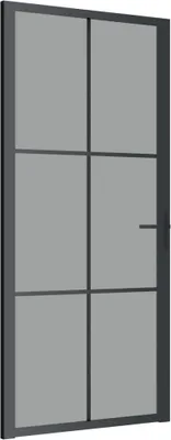 Obrázok produktu pre Vnútorné dvere 93x201,5 cm čierne ESG sklo a hliník