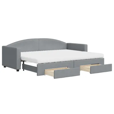 Immagine prodotto di Divano Letto Estraibile Cassetti Grigio Chiaro 80x200cm Tessuto