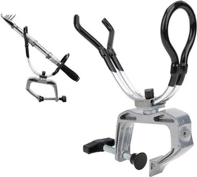 Imagen del producto de Soporte ajustable para caña de pescar para embarcaciones, caña de pescar de aluminio con tornillo de sujeción para pies, ideal para pesca y accesorios