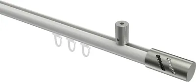 Produktbild von Interdeco Innenlaufstange / Gardinenstange mit Innenlauf Weiß / Edelstahl-Optik, Typ Sonius Zoena (Glitzerzylinder) Deckenmontage, 20 mm Ø 1-läufig, 220 cm