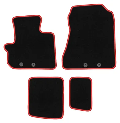 Produktbild von Velours-Fußmatten für Toyota IQ 2009- (Schrägheck) – 5-tlg, Schwarz/Rot, passgenau – Wielganizator CARLUX