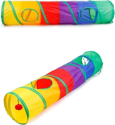 Imagen del producto de Túnel plegable para gatos, de 115 cm de largo, resistente, ideal para gatos y pequeñas mascotas
