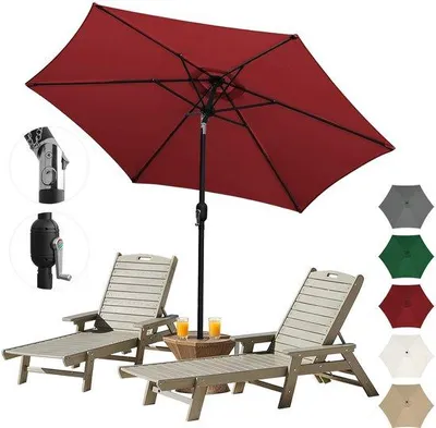 Obrázok produktu pre Slnečník na balkón, 2,7 m – kovový rám, ochrana proti UV žiazeniu, červený