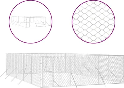 Produktbild von vidaXL Outdoor-Hundezwinger Silbern 6x10x2 m Verzinkter Stahl