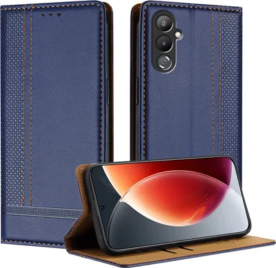 Produktbild von Handyhülle für Tecno Pova 4 Leder Flip Klappbare Schutzhülle mit Standfunktion Blau