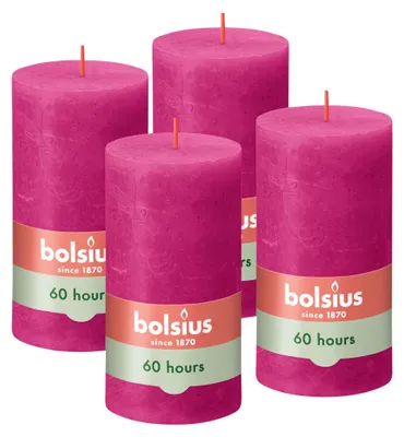 Zdjęcie produktu dla Bolsius - Świeca "Rustik" - Fuksja - 13 cm - 4 sztuki - świece dekoracyjne - bez zapachu