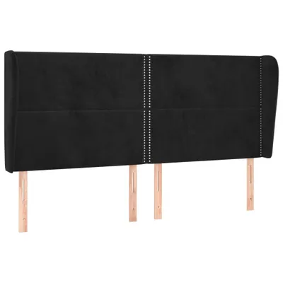 Image de vidaXL Tête de lit avec oreilles noir 203x23x118/128 cm velours