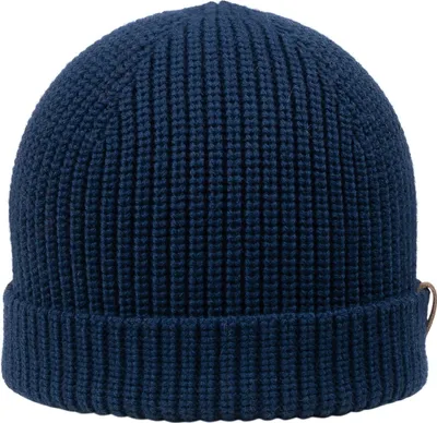Giesswein kurze Strickmütze Grimming mit Umschlag in blau