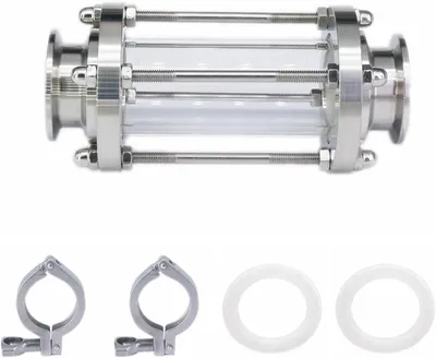 Productafbeelding van Vloeistofpeilglas Set - Sanitair Kijkglas - Procesbewaking Leiding - Industriële Kwaliteit - 38 mm Tri-Clamp - Zilverkleurig