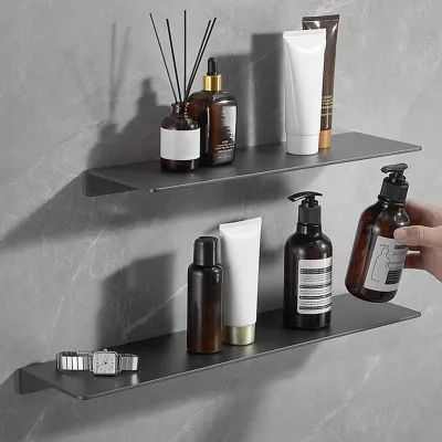 Image de Étagère murale de rangement - Fixation métallique, noire, 50 cm