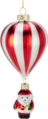 Produktbild von H&S Decoration | Glaskugel - Weihnachtsbaumkugel - 6 x 6 x 16 - 12er Set - Weiß + Rot Gestreift - Baumkugel - mit Weihnachtsmann
