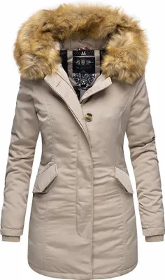 Produktbild von Marikoo Karmaa Damen Winter Jacke Stepp Parka Mantel Winterjacke warm gefüttert Beige Gr. 44 - XXL