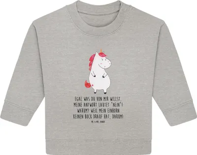 Produktbild von Mr. & Mrs. Panda Organic Baby Pullover Einhorn Wut 6. - 12. Monat - Heather Grey - Geschenk, Lustig, Bullover, Unicorn, Einhörner, Nein