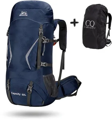 Imagen del producto de Mochila de trekking CarryQuest® de 60 litros, impermeable, de nylon, con sistema MOLLE, color azul