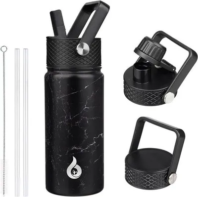 Produktbild von Trinkflasche 530 ml – Edelstahl mit Isolierung – 3 Deckel – Perfekt für kalte und warme Getränke