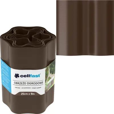 Produktbild von Rasenkante Gewellt Gartenzaun Beeteinfasung Mähkante Garten Palisade Wurzelsperre Kunststoff 25cm x 9m (Braun)