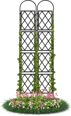 Produktbild von Wandspalier Schwarz 60x210 cm mit Bogen Rankgitter Pflanzenstütze Gitterspalier für Garten