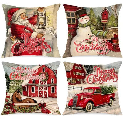 4er-Set Kissenbezüge 45x45 cm Weihnachtsmann