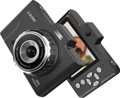 Obrázek produktu pro 2,5K digitální fotoaparát, digitální videokamera, dětská kamera, 48MP CCD kamera, 2,8palcový displej, 16x zoom, ochrana proti otřesům, integrované LED plnící světlo, dobíjecí baterie, narozeninový a vánoční dárek pro teenagery, studenty, přátele