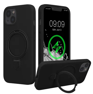 Produktbild von kwmobile Case mit Ringständer für Apple iPhone 13 / iPhone 14 Hülle - kompatibel mit MagSafe - Silikon Schutzhülle mit Mikrofaser Innenfutter und