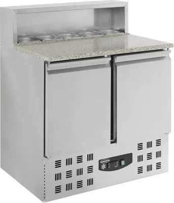 Obrázok produktu pre Chladnička na pizzu s 2 dverami, 903 × 700 × 1090 mm – 230 V, automatické odmrazovanie, 230 litrov