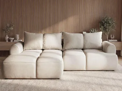 Produktbild von GrainGold Ecksofa L-Form Links Boono - Ecksofa mit Schlaffunktion und Bettkasten - Moderne Ecksofa, Wohnzimmer Ecksofa - Eckcouch Beige (Komodo 11)