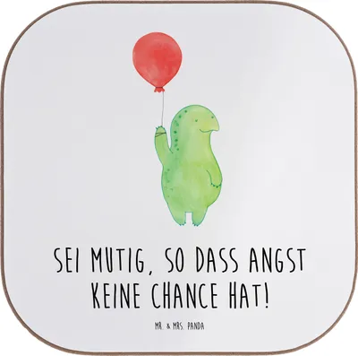 Produktbild von Mr. & Mrs. Panda Untersetzer Glas Angst überwinden - Weiß - Geschenk, Design, Herausforderungen, für Gläser, Freude, Mut, Holzuntersetzer, Lebensphilosophie, Trost, Tasse