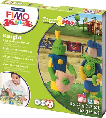 Zdjęcie produktu dla Staedtler FIMO kids 8034, Glinka do modelowania, Niebieski, Kremowy, Zielony, Żółty, Dziecko, 4 szt., 4 kol., 42 g