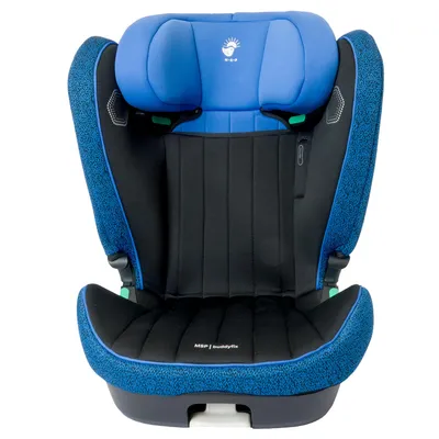 Produktbild von Moin Spatz buddyfix Kindersitz 100–150 cm mit hoher Rückenlehne, für Autos mit und ohne ISOFIX – ca. 3–12 Jahre, höhenverstellbar, UN R129 Blau