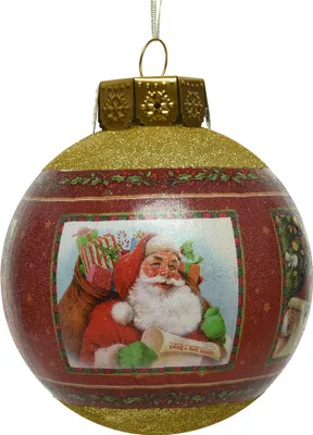 Produktbild von Weihnachtskugeln Kunststoff mit Weihnachtsmann Motiven 20cm rot / gold