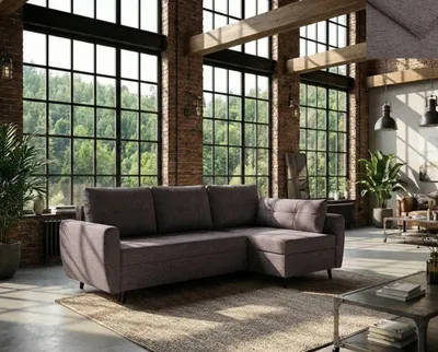 Produktbild von Ecksofa SINDIA Nordelo mit Schlaffunktion und Bettkasten 246 cm Stoff GLOW 6 BRAUN