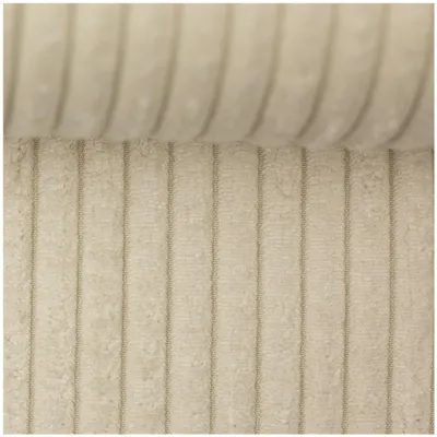 Breitcord-Polsterstoff Wanja in creme mit 1cm breiter Rippe, weiche Samt-Haptik und strukturierte Oberfläche für Polsterarbeiten.