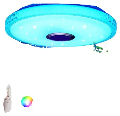 Zdjęcie produktu dla Lampa sufitowa, głośnik Bluetooth, zmiana kolorów RGB, 60 W