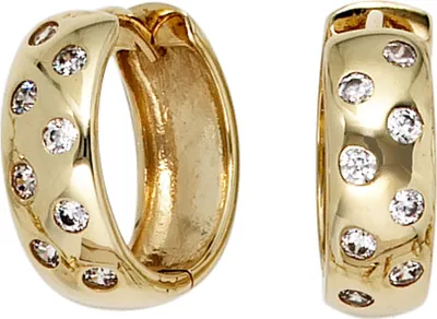 Produktbild von JOBO Creolen rund 333 Gold Gelbgold 16 Zirkonia Ohrringe