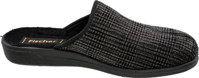 Produktbild von Fischer Herren Hausschuh Cordsamt Pantoffel Karomuster 204232, Größe:42 EU, Farbe:Grau