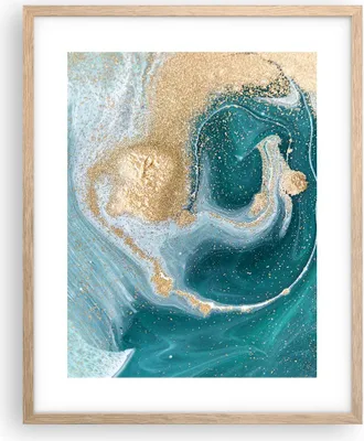 Produktbild von Gerahmtes Poster - Rahmen in heller Eiche - Golden Türkis Hintergrund - 40x50 cm - Wand Bild - Wanddeko - Wandbilder - Kunstposter - Wandposter - Bilderrahmen - Bilder - Kunstdruck - P2NPA40x50-4969