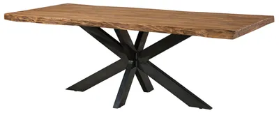 Immagine prodotto di MASSIVMOEBEL24 | FREEFORM 5 Tavolo da pranzo in legno di sheesham - decapato / naturale - gambe ad X antracite lucido 220x100