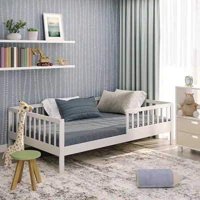 Produktbild von Silecomplaza Kinderbett 120x200 cm Weiß Abnehmbarer Rausfallschutz bis 200 kg