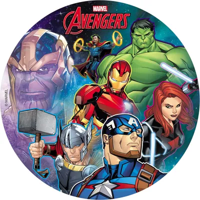 Produktbild von Dekora - 236038 Marvel Avengers Tortenaufleger aus zuckerfreiem Esspapier - 20 cm