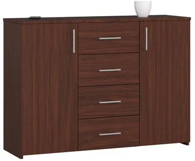 Obrázok produktu pre Komoda 110 cm so 4 zásuvkami a 2 dvierkami, príborník, skriňa, výška 80 cm