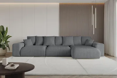 Produktbild von Ecksofa mit Schlaffunktion und Bettkasten ESKAR-L2 - 364x176x72 cm  Dunkelgrau - Corner Sofa Bett Eckcouch Couch L-Form Schlafcouch Ausziehbar Wohnlandschaft Schlafsofa Cauchsofa