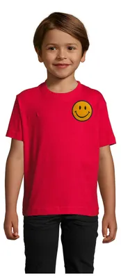 Produktbild von Kinder Smiley Patch Shirt Retro Emoji Freizeit Baumwolle Trendy Design