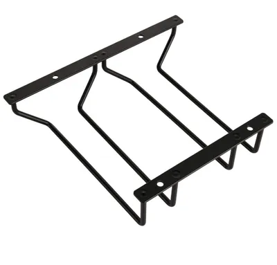 Image de Étagère noire pour verres de 18 cm, à fixer sous le meuble - Support mural pour verres, idéal pour le bar